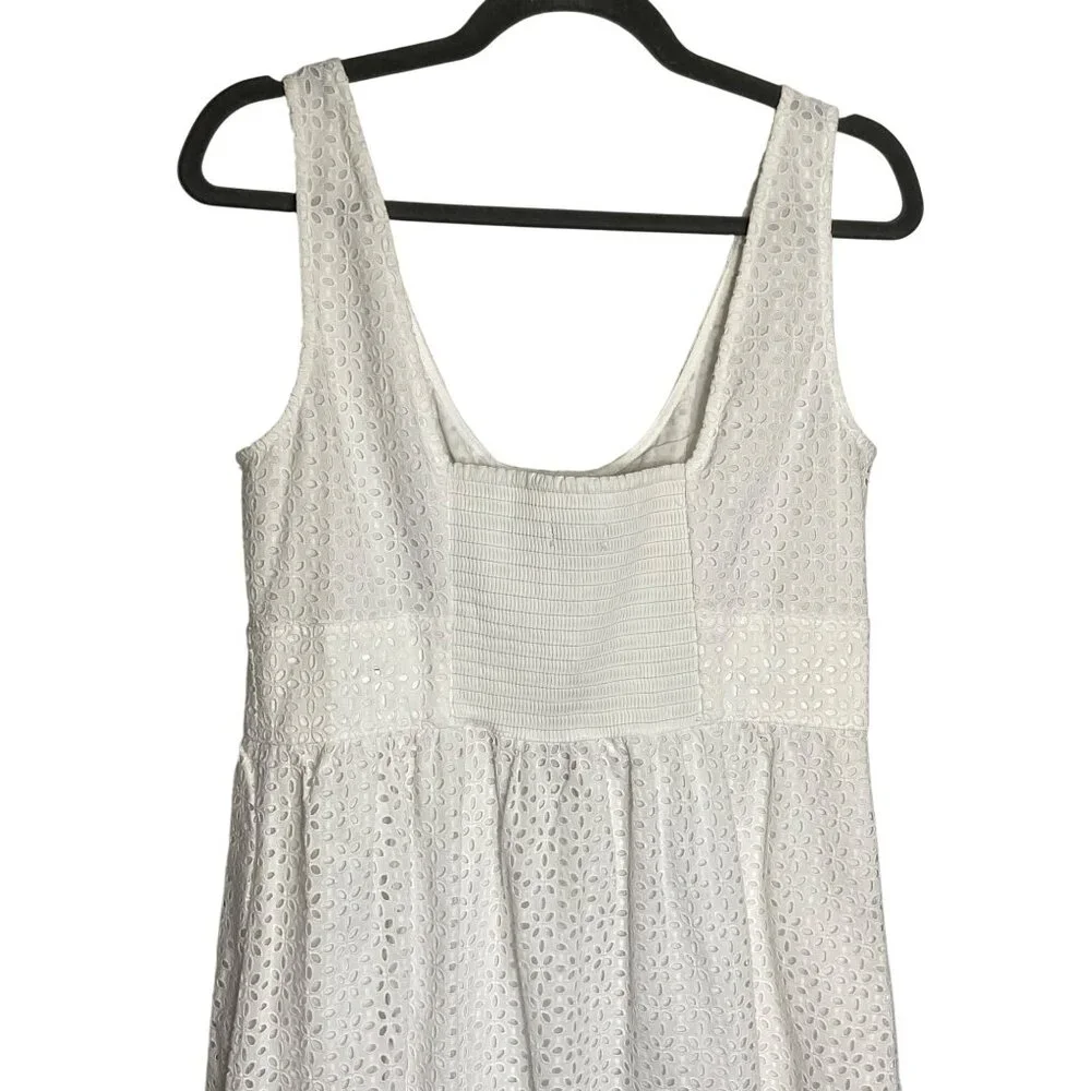NWT J.Crew Button-Front Sleeveless Midi Dress White Cotton Summer Eyelet-sz 10 P